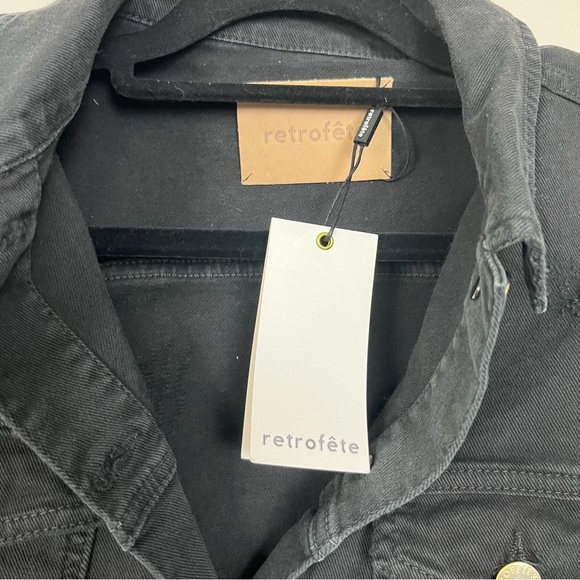 NWT RETROFETE LEMA DENIM BUTTON UP BELTED MINI DRESS SLEEVES SIZE XL IN BLACK - Picture 15 of 16